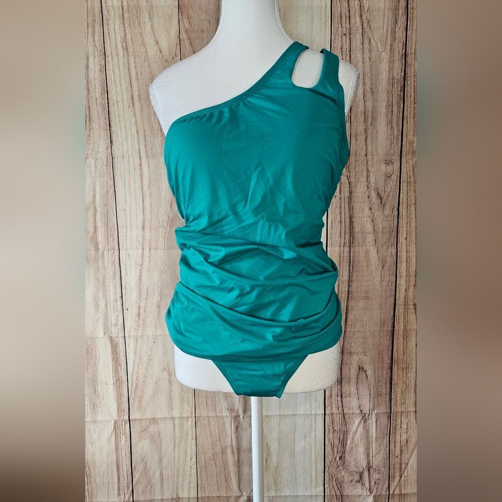 New La Blanca Island Goddess Ruched Side Tankini Set Plus Size 16W